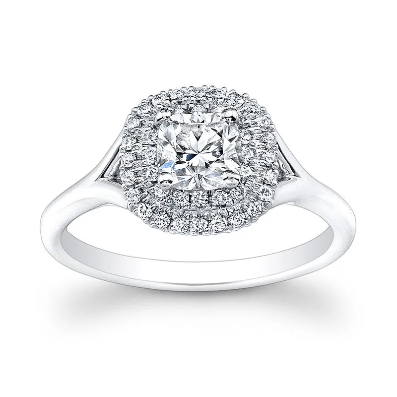 0.64 CTTW. Cushion Cut Double Halo