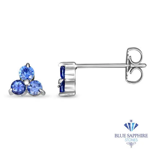 0.77ctw Round Blue Sapphire Earrings in 14K White Gold