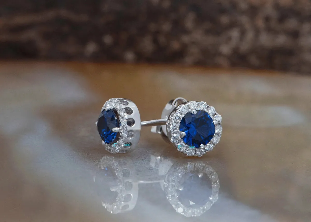 0.80 carat sapphire and diamond earrings gold