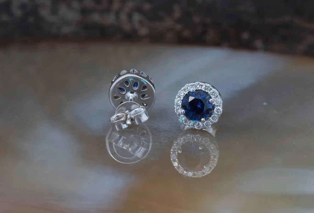 0.80 carat sapphire and diamond earrings gold
