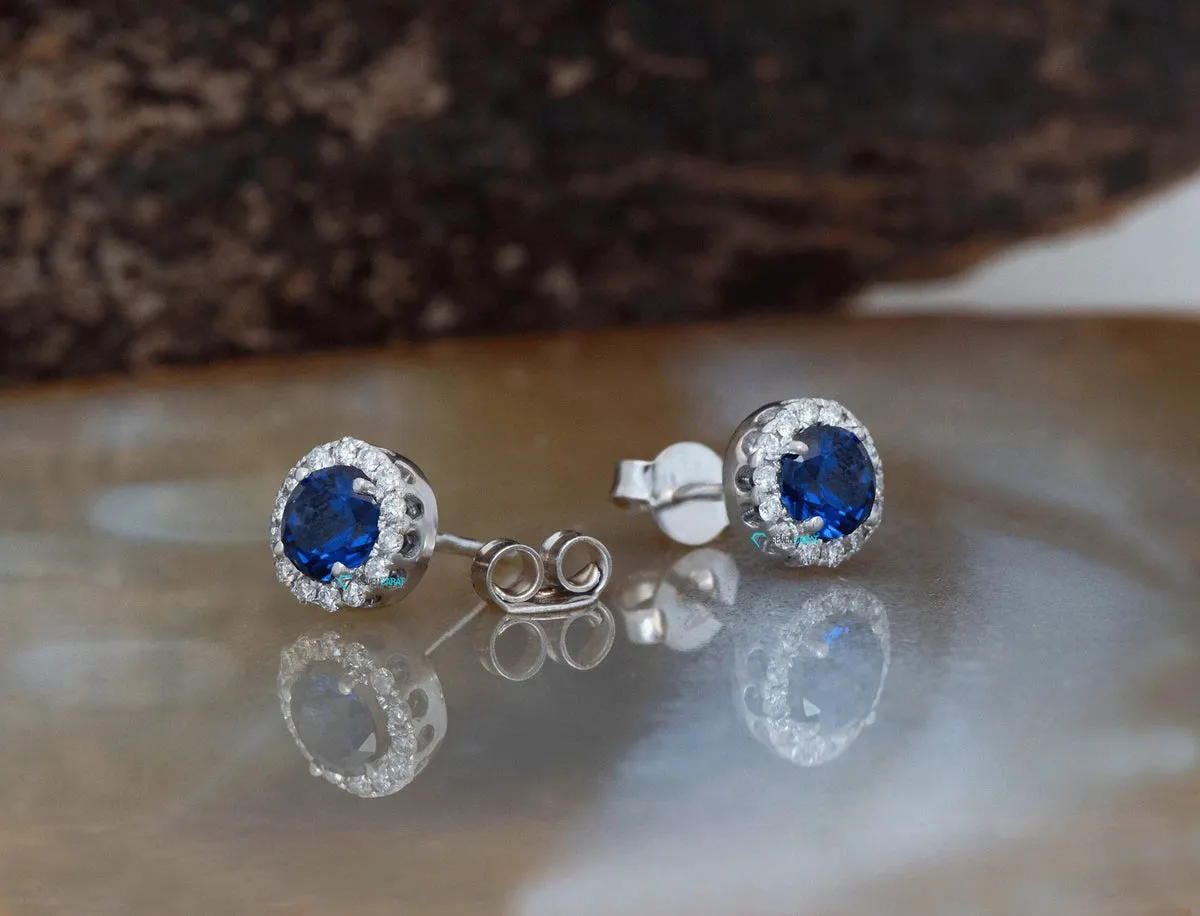0.80 carat sapphire and diamond earrings gold