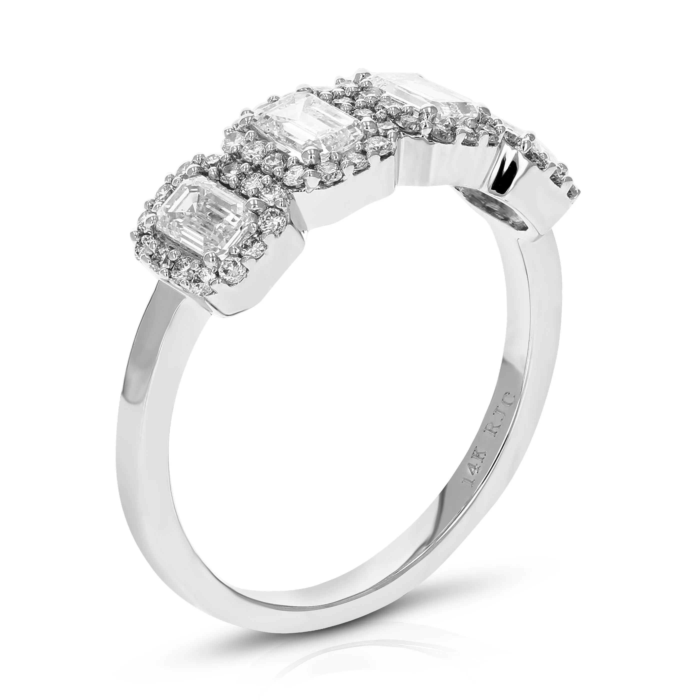 1 cttw Lab Grown Emerald Diamond Engagement Rings 14K White Gold