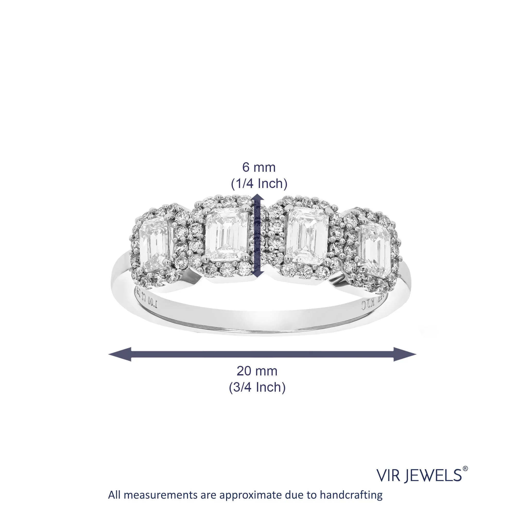 1 cttw Lab Grown Emerald Diamond Engagement Rings 14K White Gold