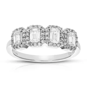 1 cttw Lab Grown Emerald Diamond Engagement Rings 14K White Gold