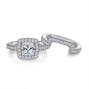 1.0 ct Cushion Cut Diamond Halo Ring Set