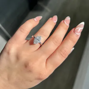 1.00 Carat Marquise Natural Diamond Engagement Ring with Halo