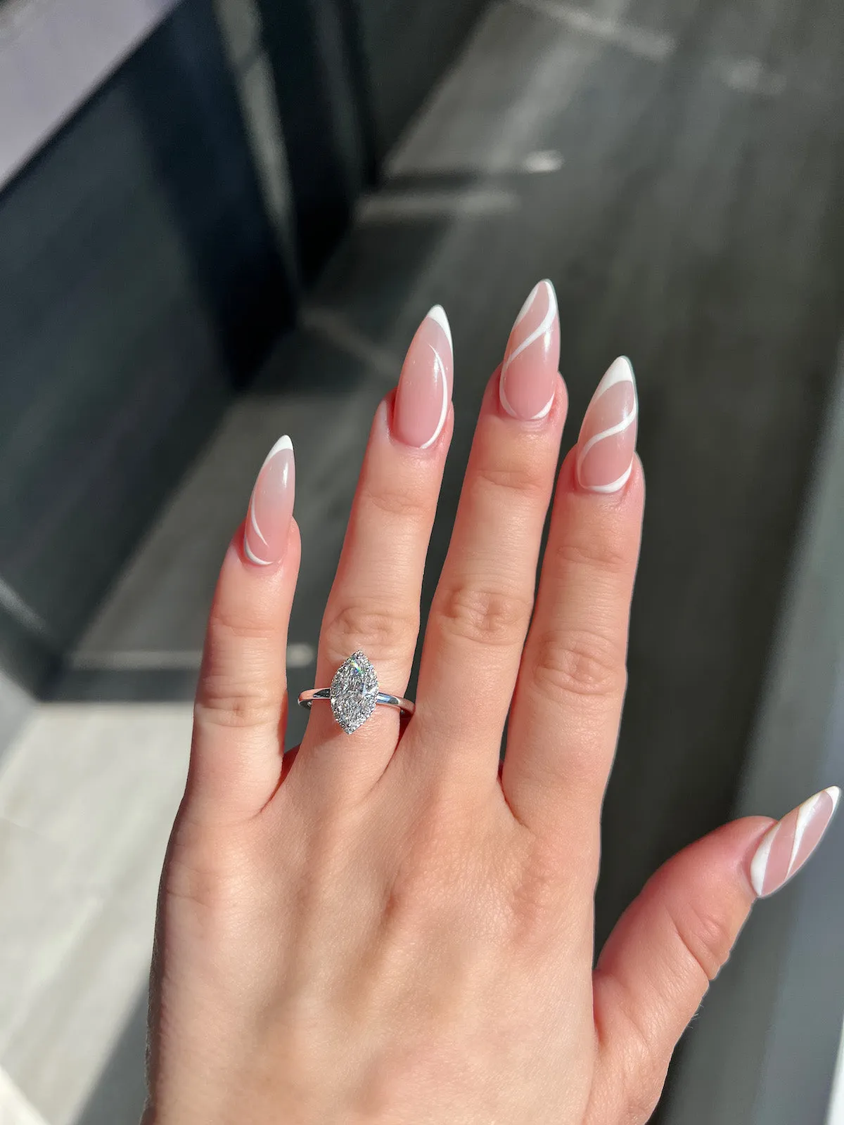 1.00 Carat Marquise Natural Diamond Engagement Ring with Halo
