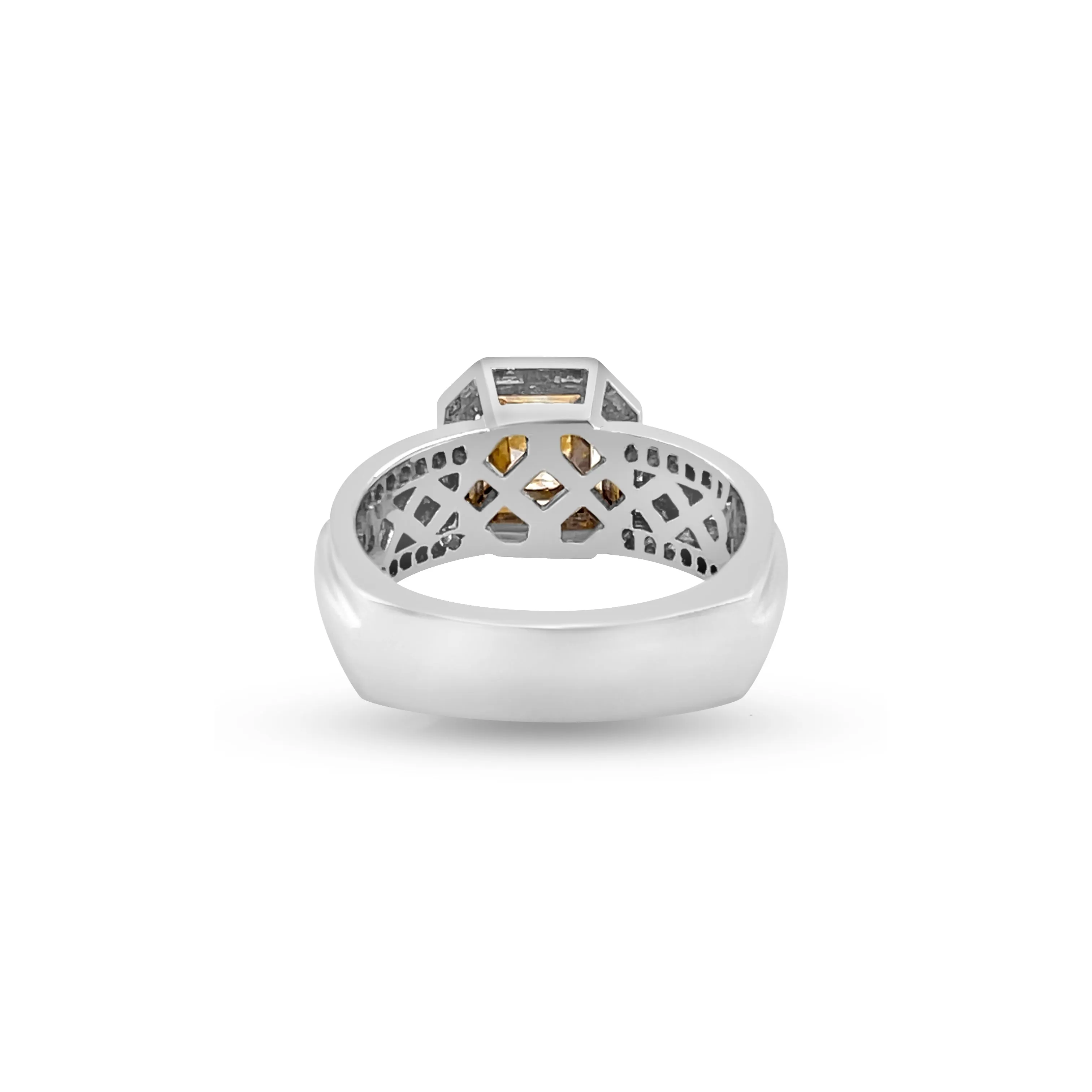 1.01 Carat Yellow Diamond Halo Ring in 14k Two-Tone Gold
