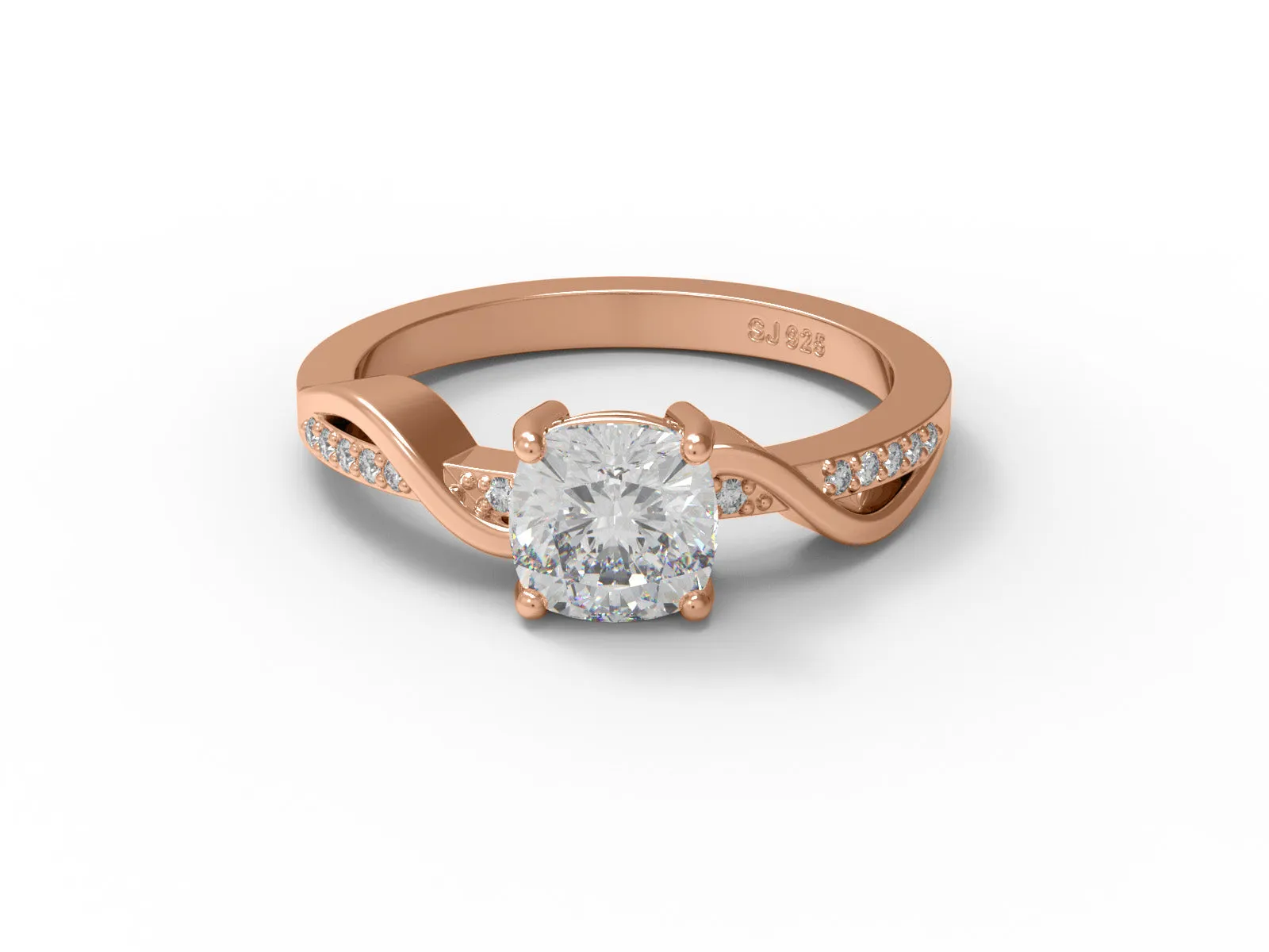 1.02 Ctw Cushion Shape Moissanite 925 Sterling Solitaire Split Shank Women Ring