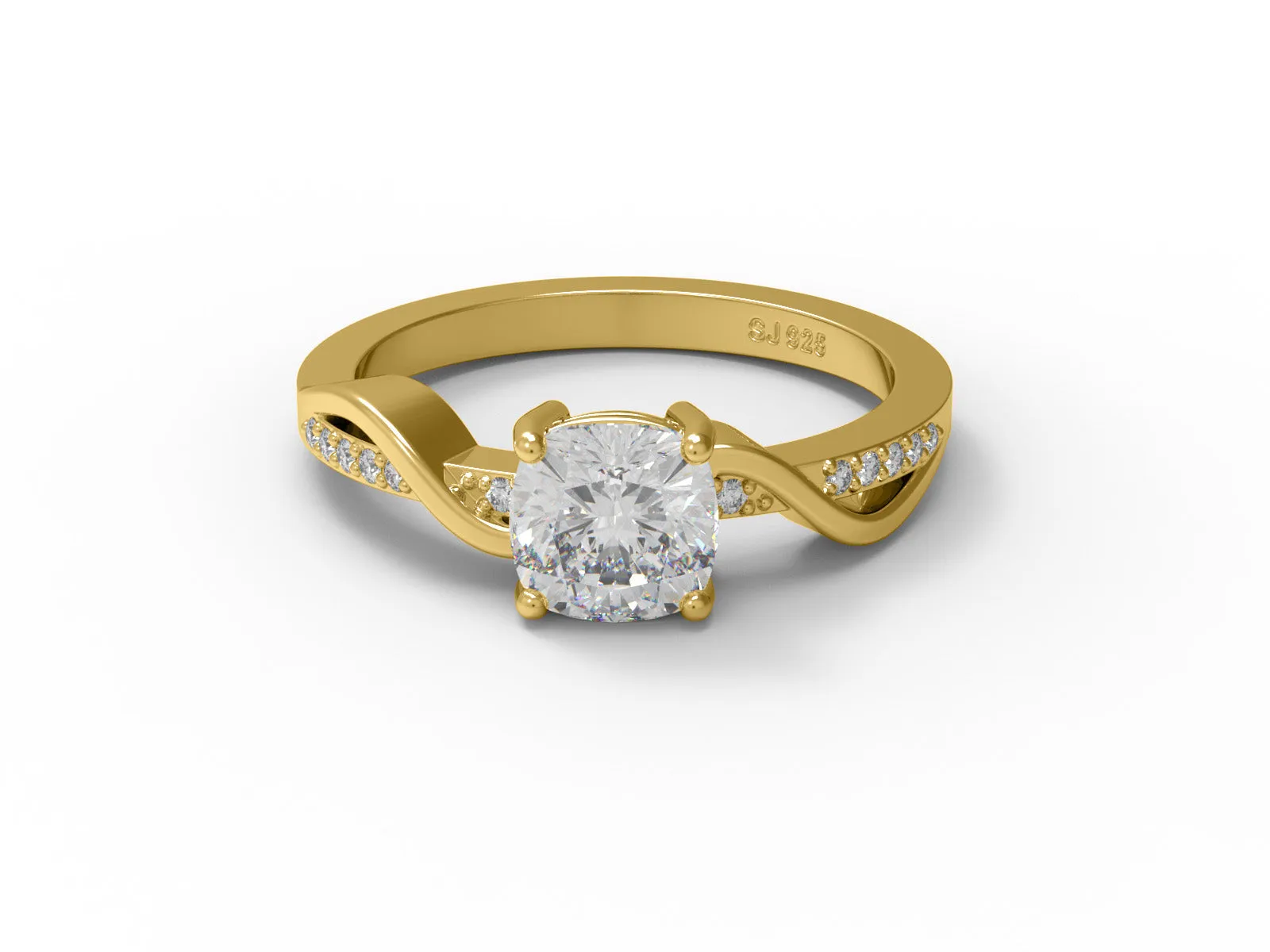 1.02 Ctw Cushion Shape Moissanite 925 Sterling Solitaire Split Shank Women Ring