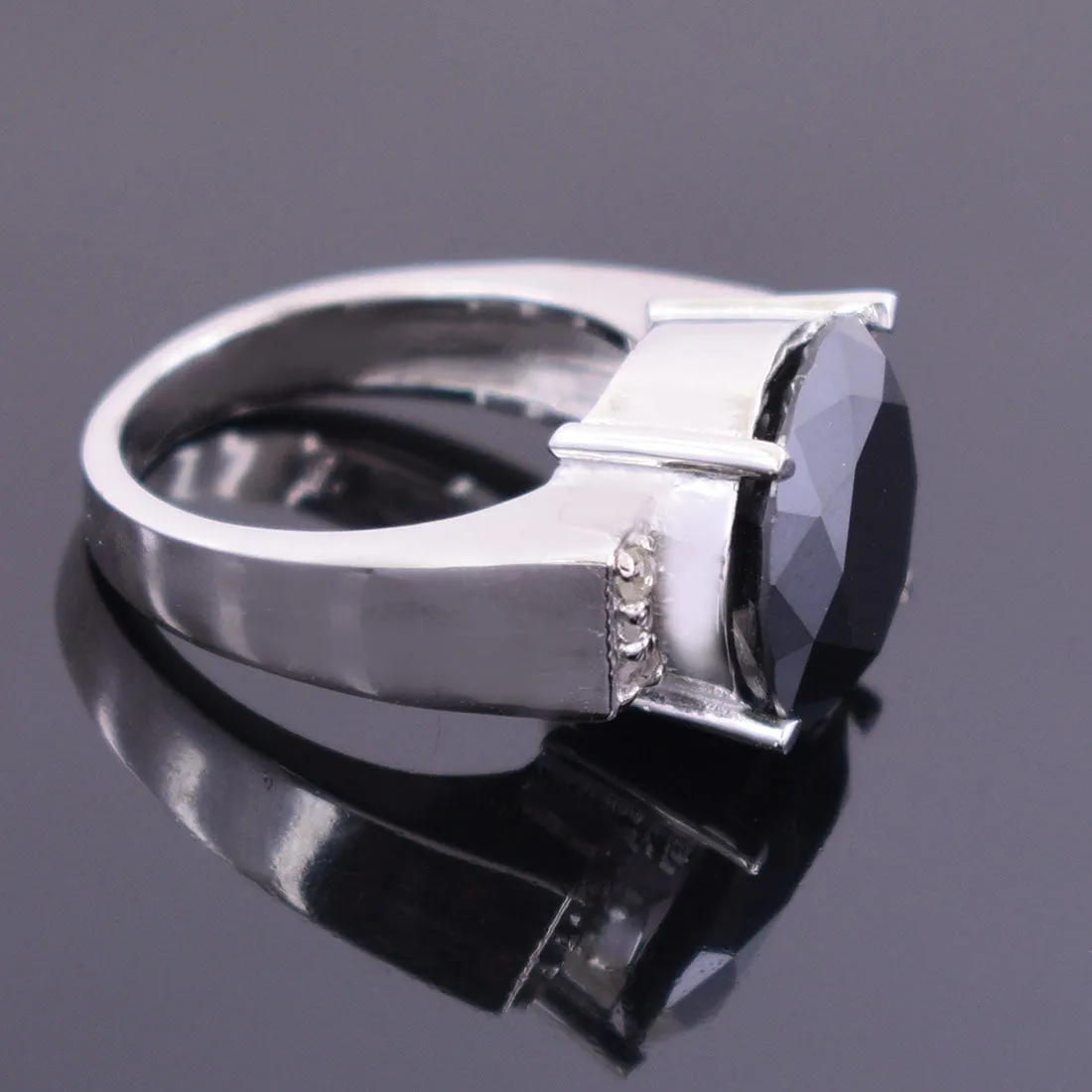 10.50 Carat Black Diamond Solitaire with Accents Designer Ring