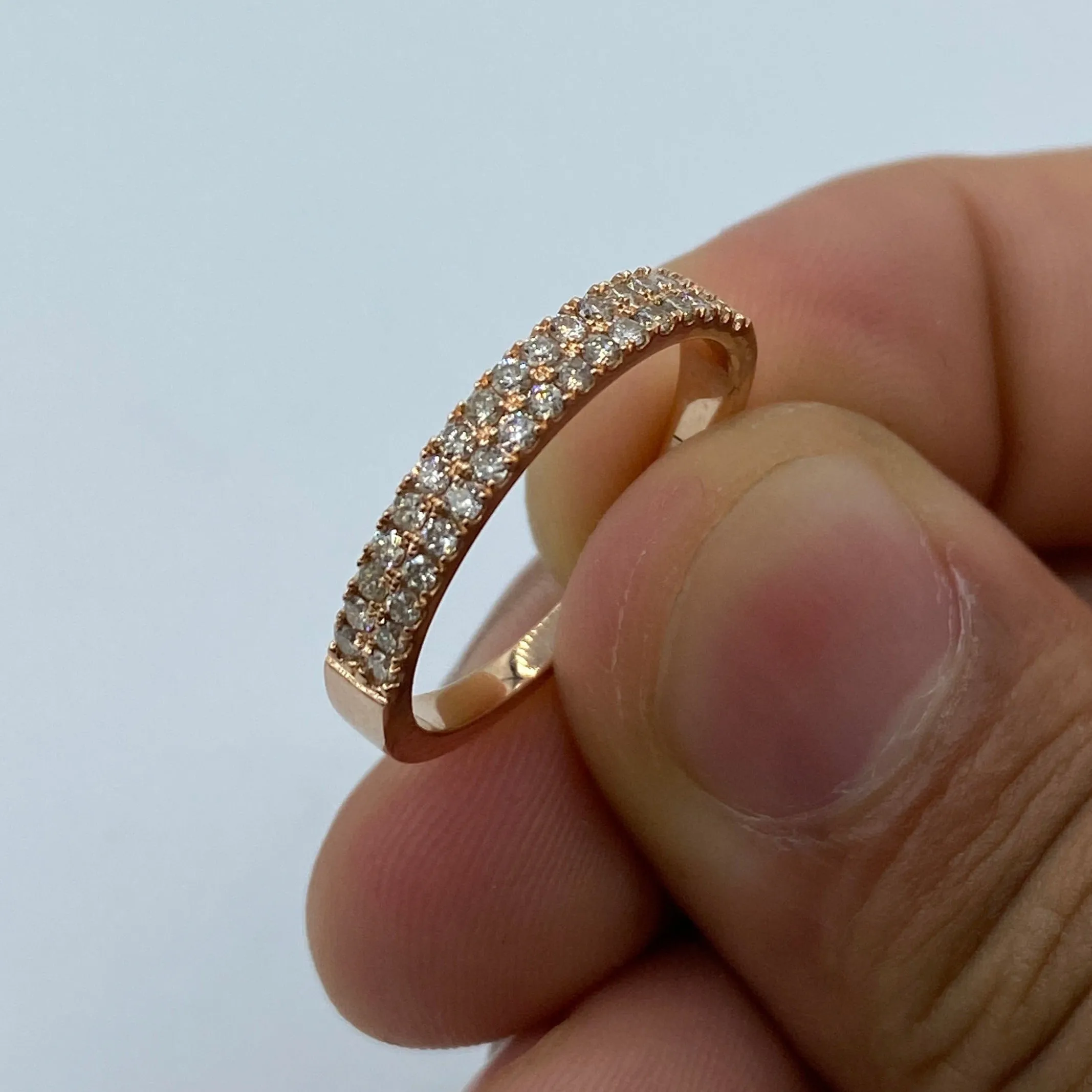 10K Double Banded Diamond Ring