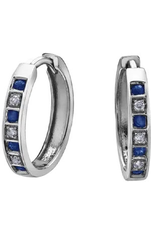 10K White Gold Sapphire & Diamond Earring