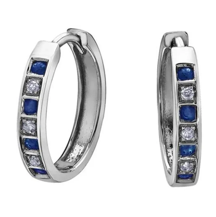 10K White Gold Sapphire & Diamond Earring