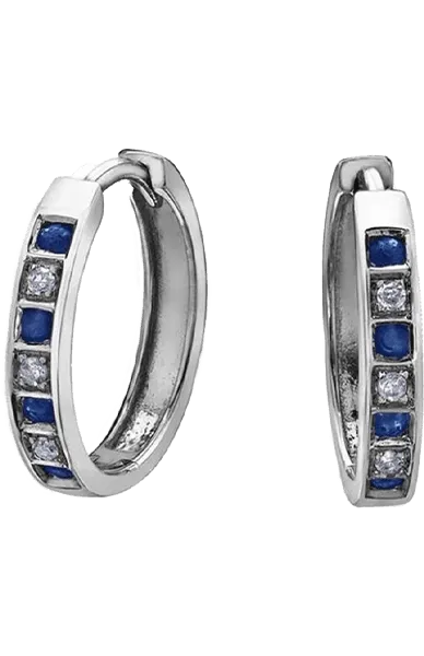 10K White Gold Sapphire & Diamond Earring