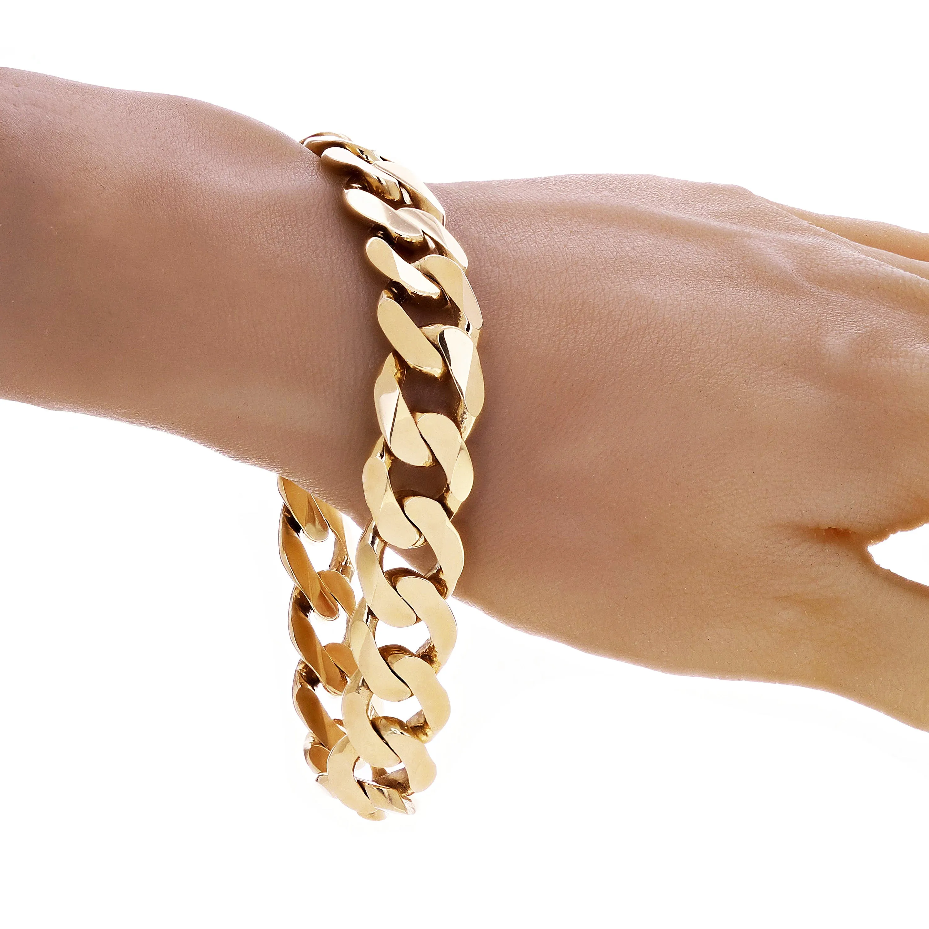 10k Yellow Gold Solid Heavy Cuban Link Chain Bracelet 7.5" 15.6mm 60 grams