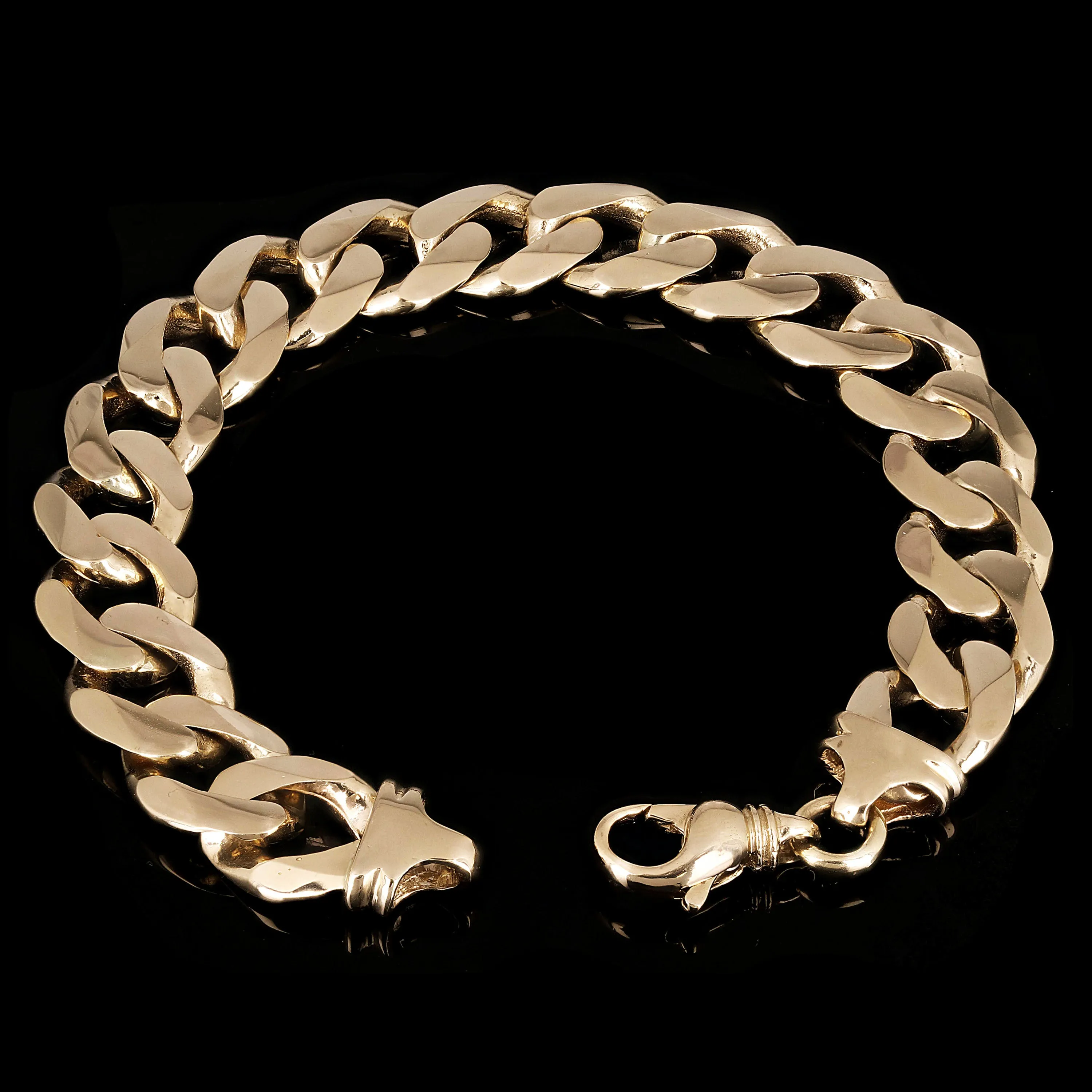 10k Yellow Gold Solid Heavy Cuban Link Chain Bracelet 7.5" 15.6mm 60 grams