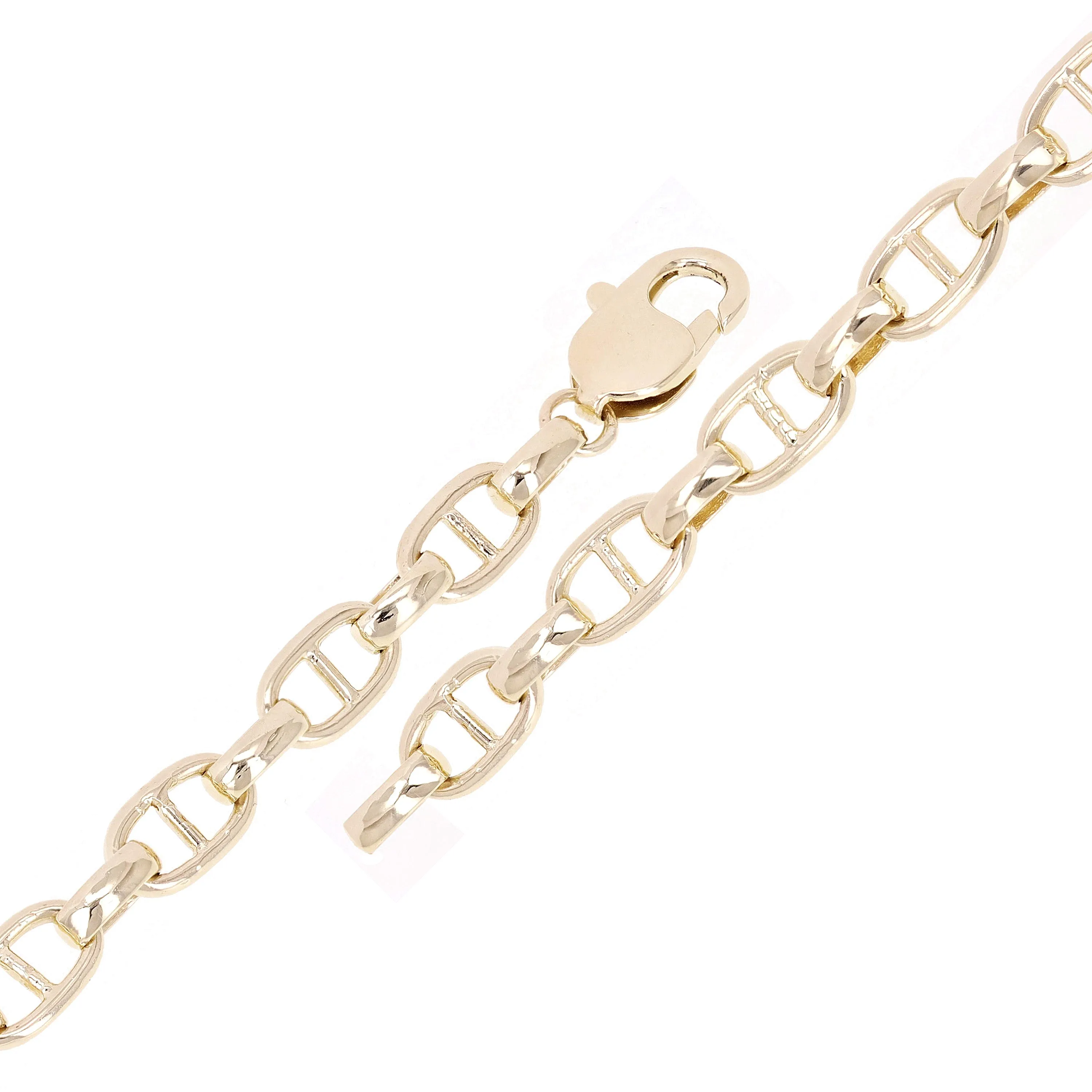 10k Yellow Gold Solid Oval Mariner Link Chain Bracelet 6.7mm Various Lengths