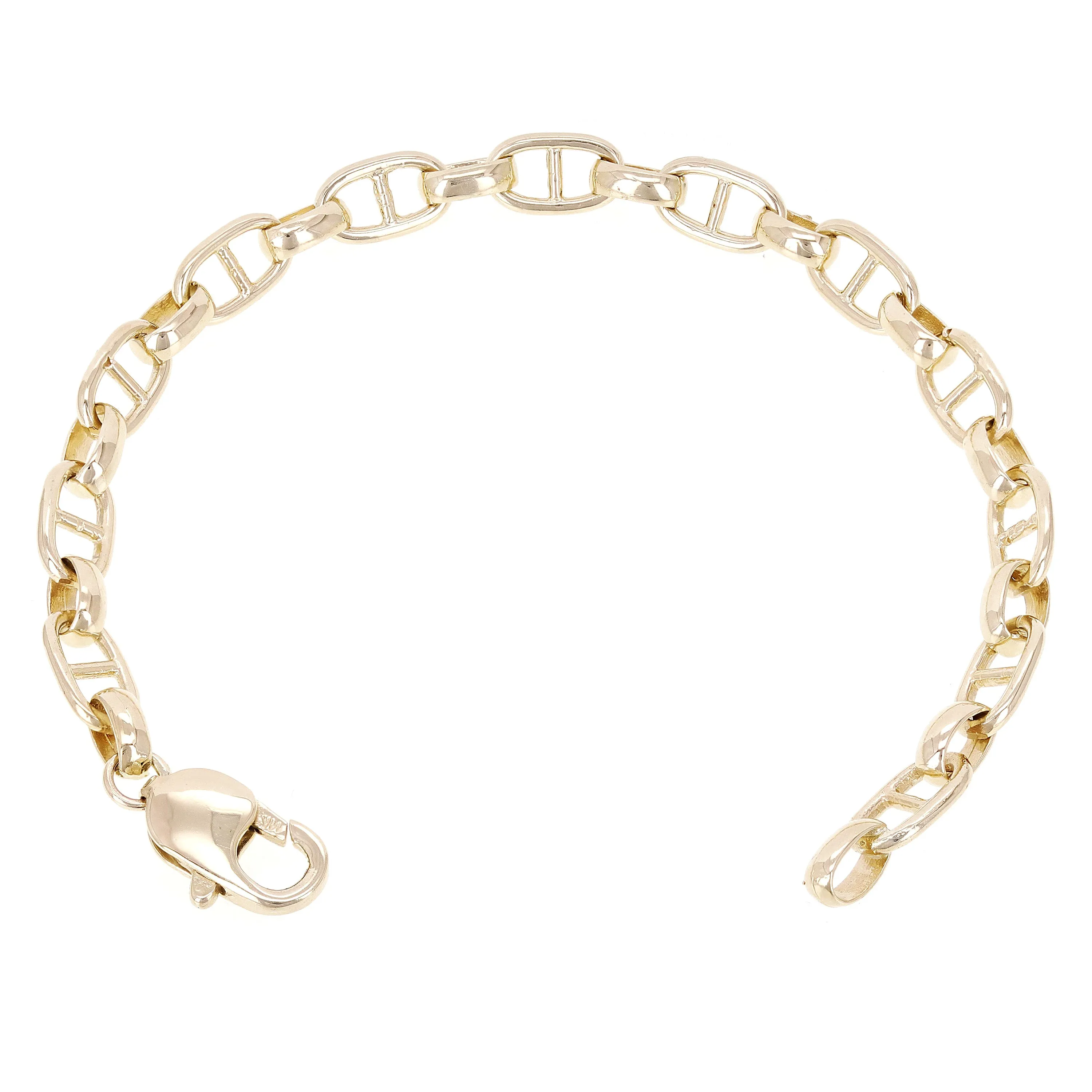 10k Yellow Gold Solid Oval Mariner Link Chain Bracelet 6.7mm Various Lengths