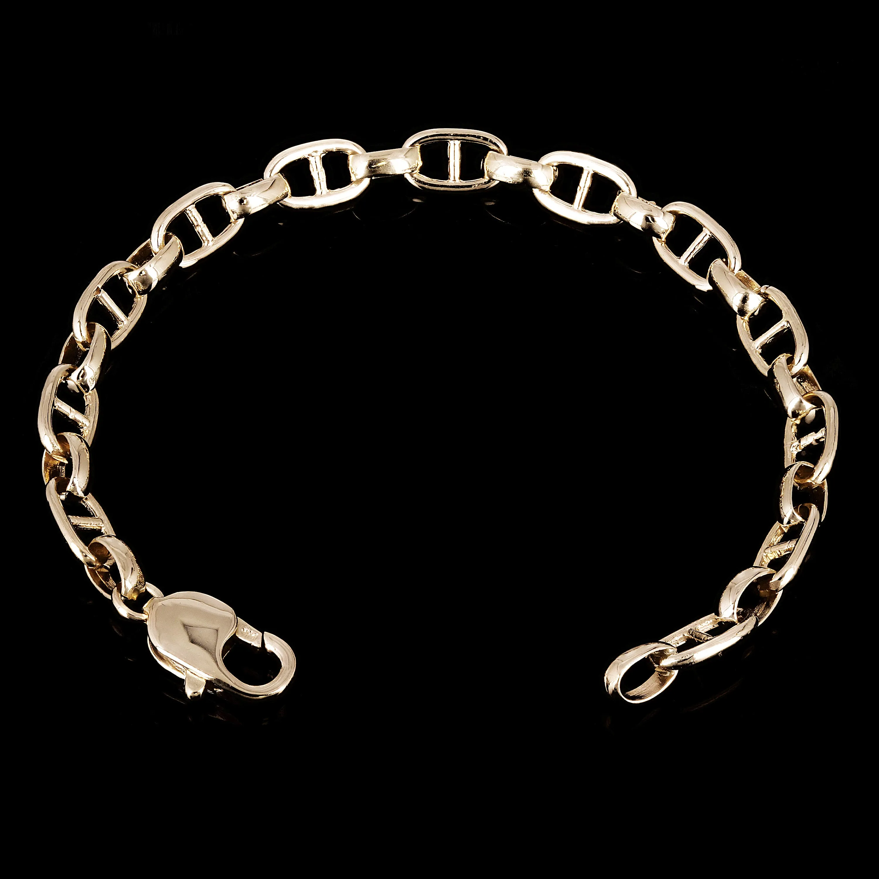 10k Yellow Gold Solid Oval Mariner Link Chain Bracelet 6.7mm Various Lengths