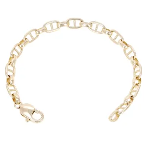 10k Yellow Gold Solid Oval Mariner Link Chain Bracelet 6.7mm Various Lengths