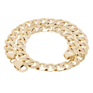 10k Yellow Gold Solid Pave Curb Cuban Link Chain Bracelet 9.3mm Various Lengths