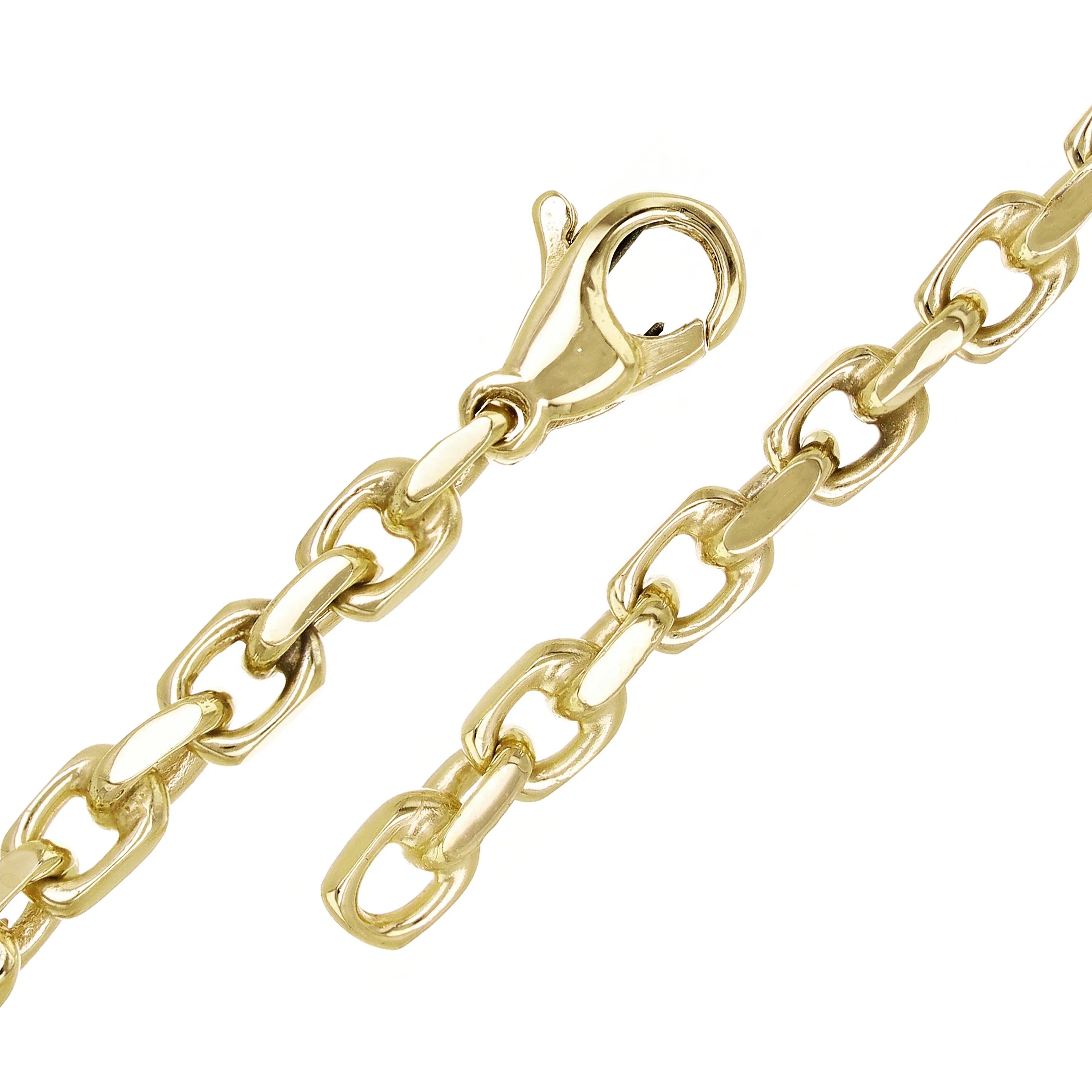 10k Yellow White or Rose Gold Solid Anchor Link Chain Bracelet 4.5mm Various Lengths