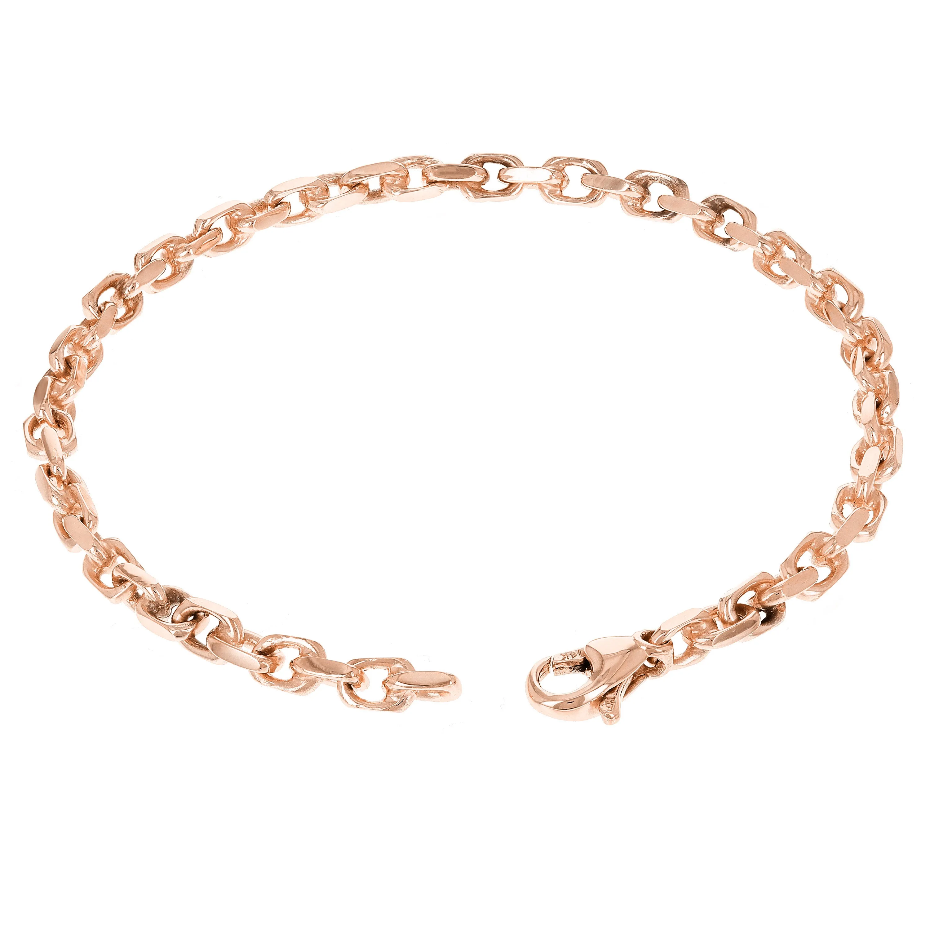 10k Yellow White or Rose Gold Solid Anchor Link Chain Bracelet 4.5mm Various Lengths