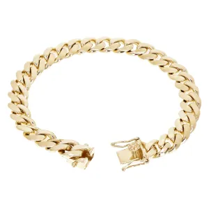 10k Yellow White or Rose Gold Solid Heavy Miami Cuban Chain Link Bracelet 10 mm 8", 8.5", 9" with Box Clasp