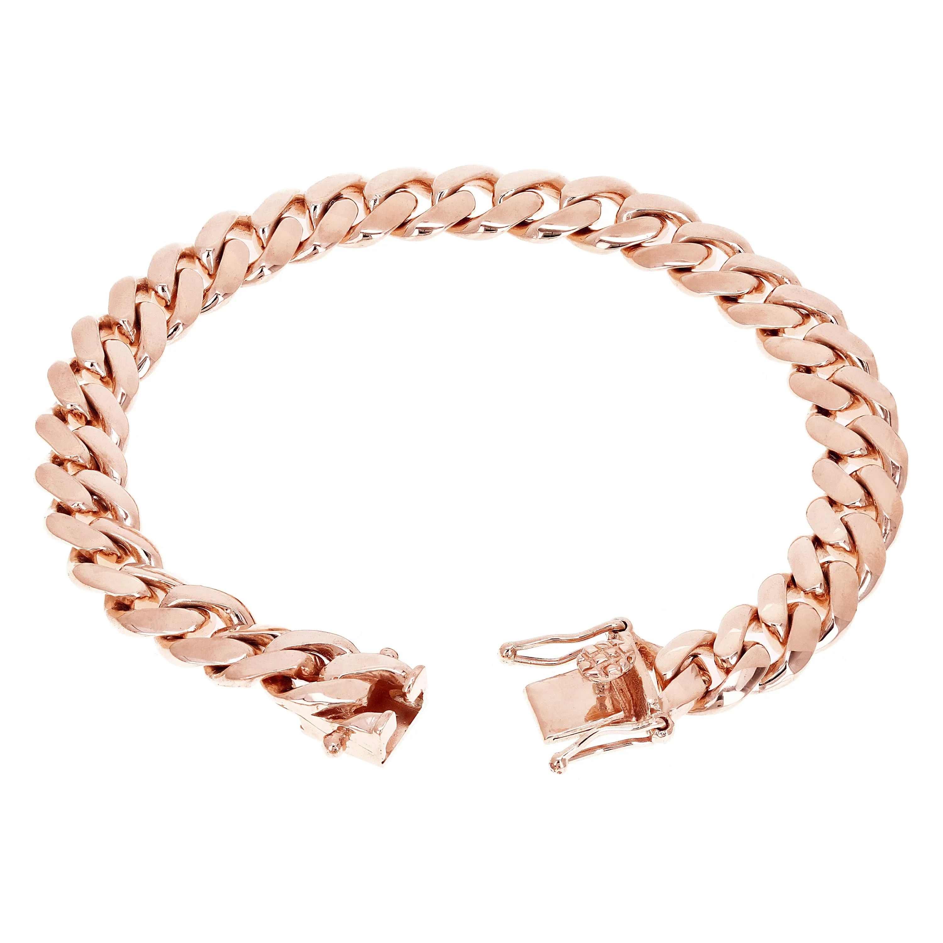 10k Yellow White or Rose Gold Solid Heavy Miami Cuban Chain Link Bracelet 10 mm 8", 8.5", 9" with Box Clasp