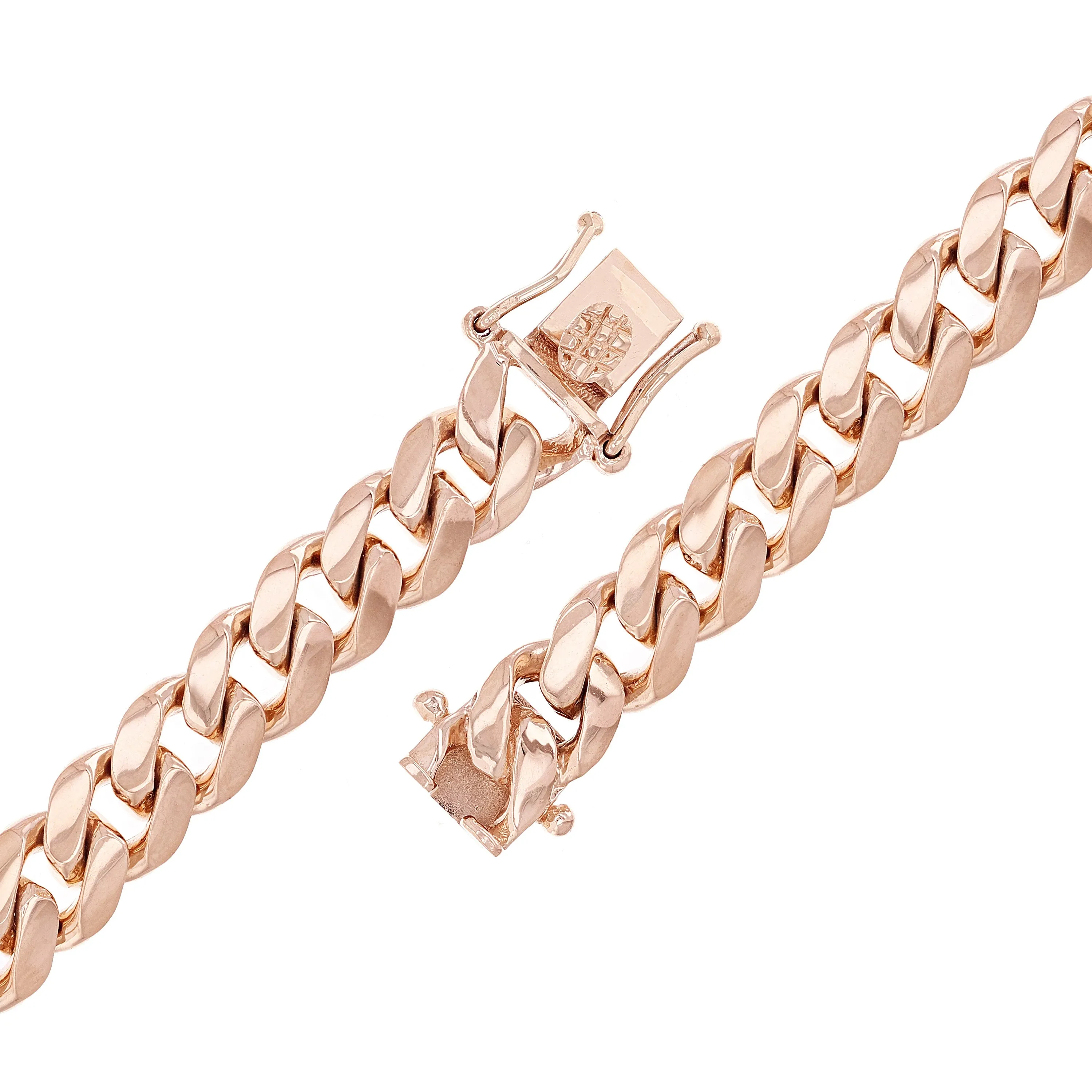 10k Yellow White or Rose Gold Solid Heavy Miami Cuban Chain Link Bracelet 10 mm 8", 8.5", 9" with Box Clasp