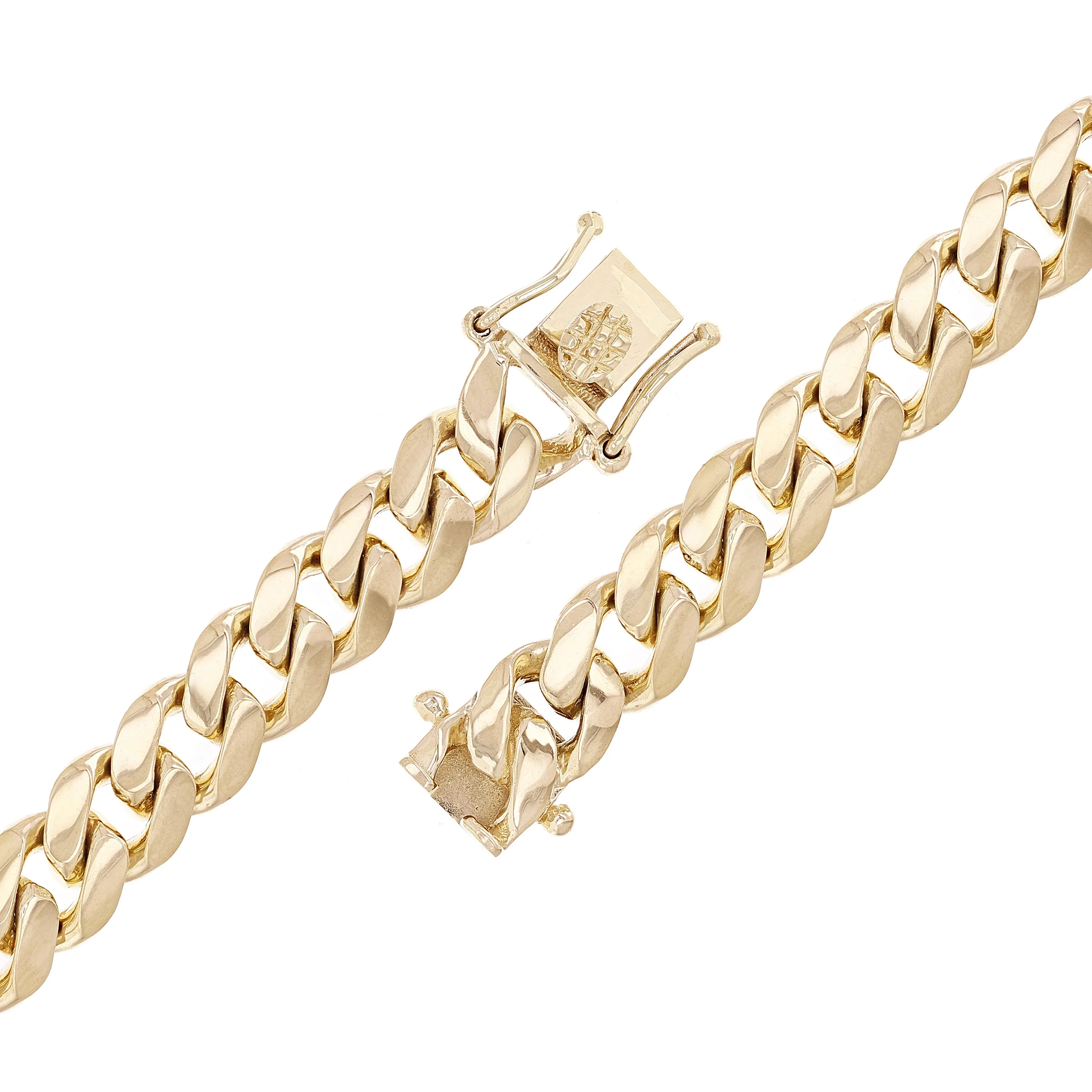 10k Yellow White or Rose Gold Solid Heavy Miami Cuban Chain Link Bracelet 10 mm 8", 8.5", 9" with Box Clasp