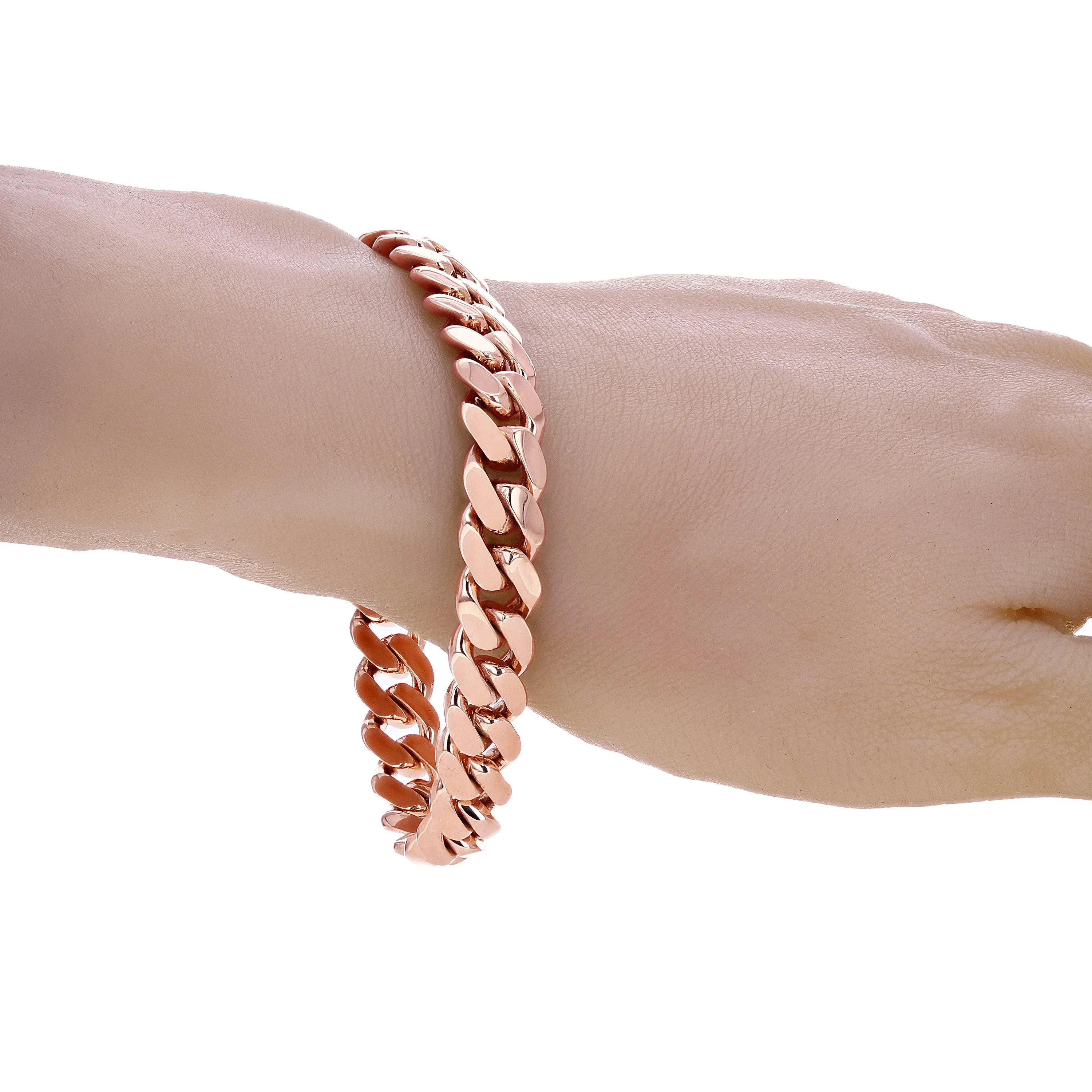 10k Yellow White or Rose Gold Solid Heavy Miami Cuban Chain Link Bracelet 10 mm 8", 8.5", 9" with Box Clasp
