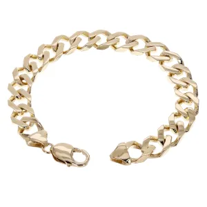 10k Yellow White or Rose Gold Solid Square Curb Link Chain Bracelet 10.3mm 7" - 9.5"