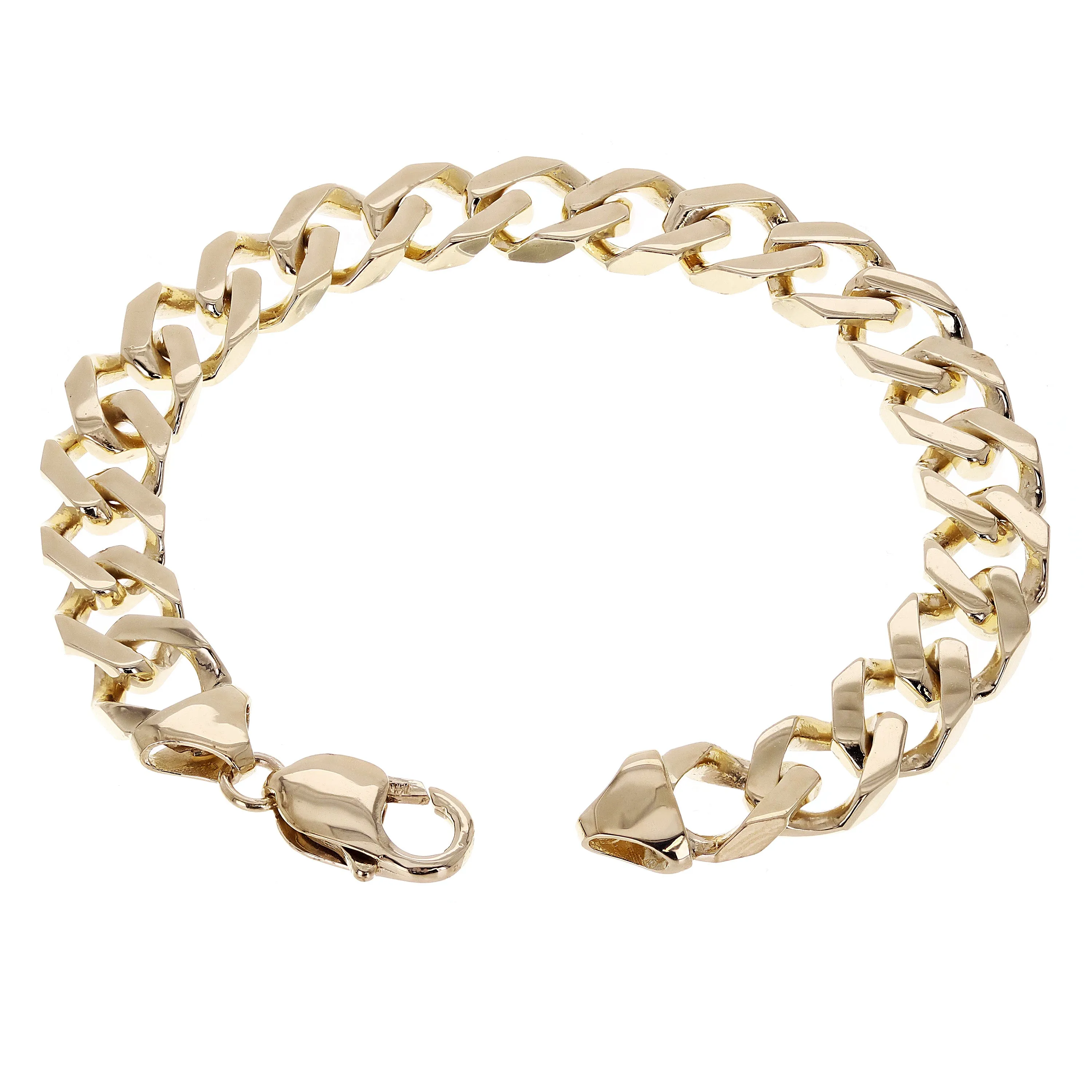 10k Yellow White or Rose Gold Solid Square Curb Link Chain Bracelet 10.3mm 7" - 9.5"