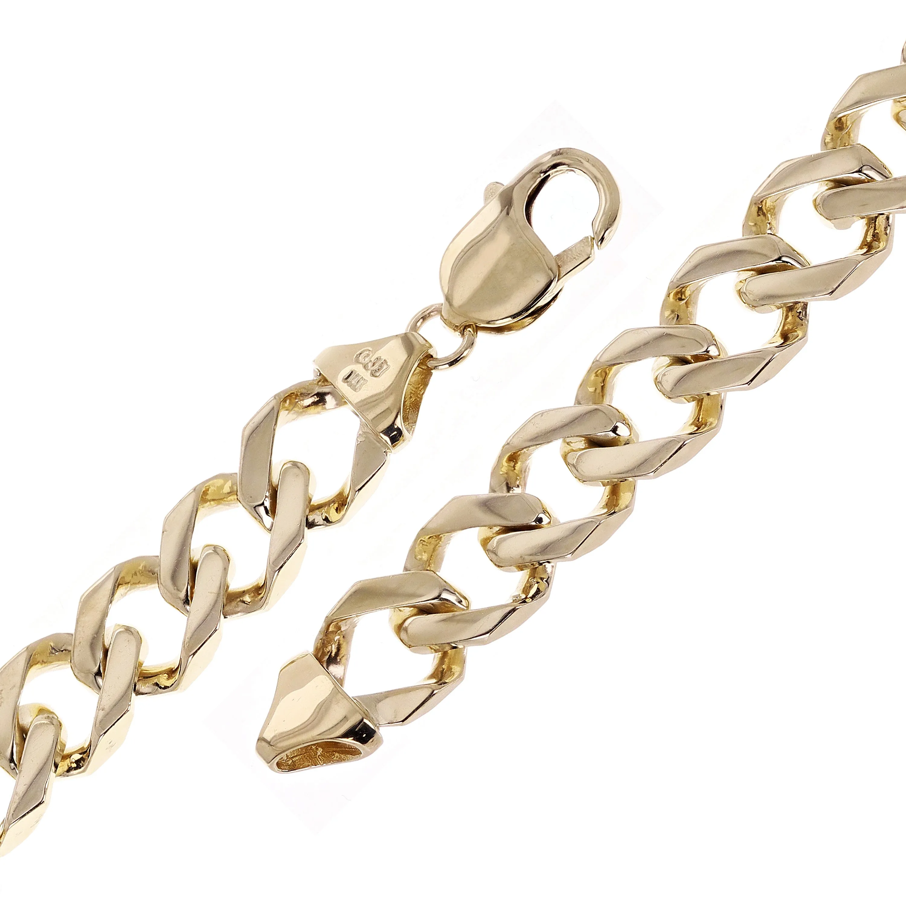 10k Yellow White or Rose Gold Solid Square Curb Link Chain Bracelet 10.3mm 7" - 9.5"