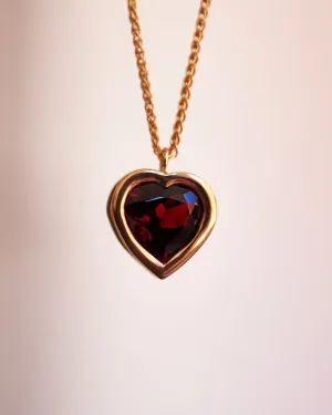 12mm Bezel Garnet Heart Necklace