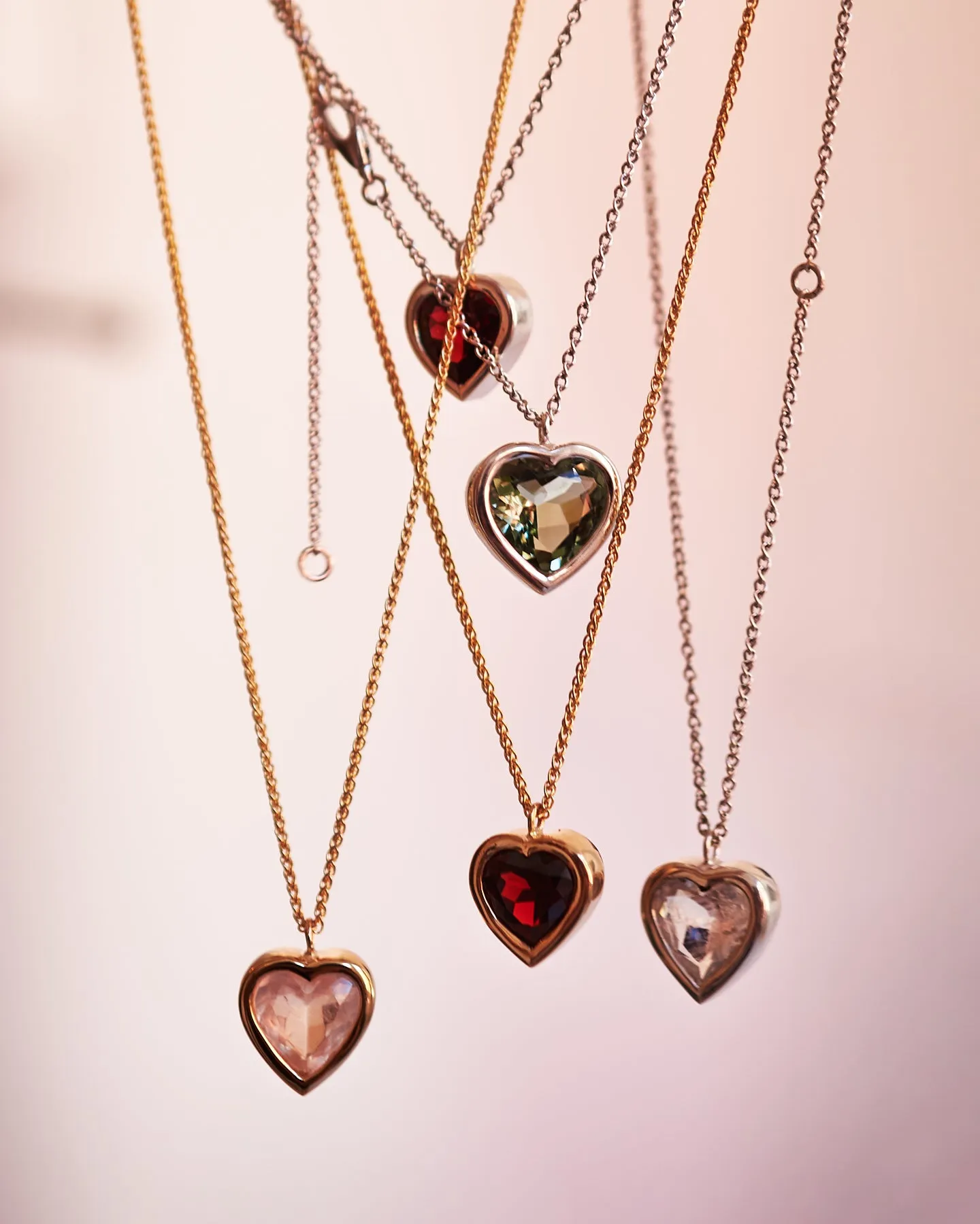 12mm Bezel Garnet Heart Necklace