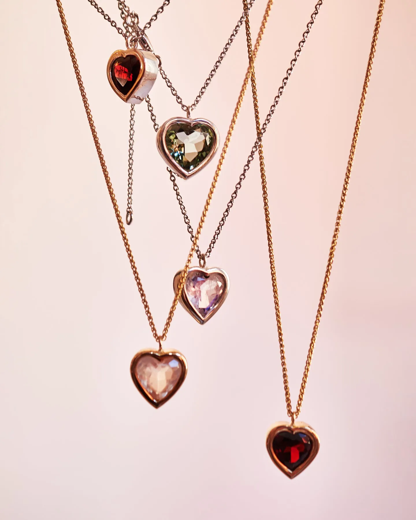 12mm Bezel Garnet Heart Necklace