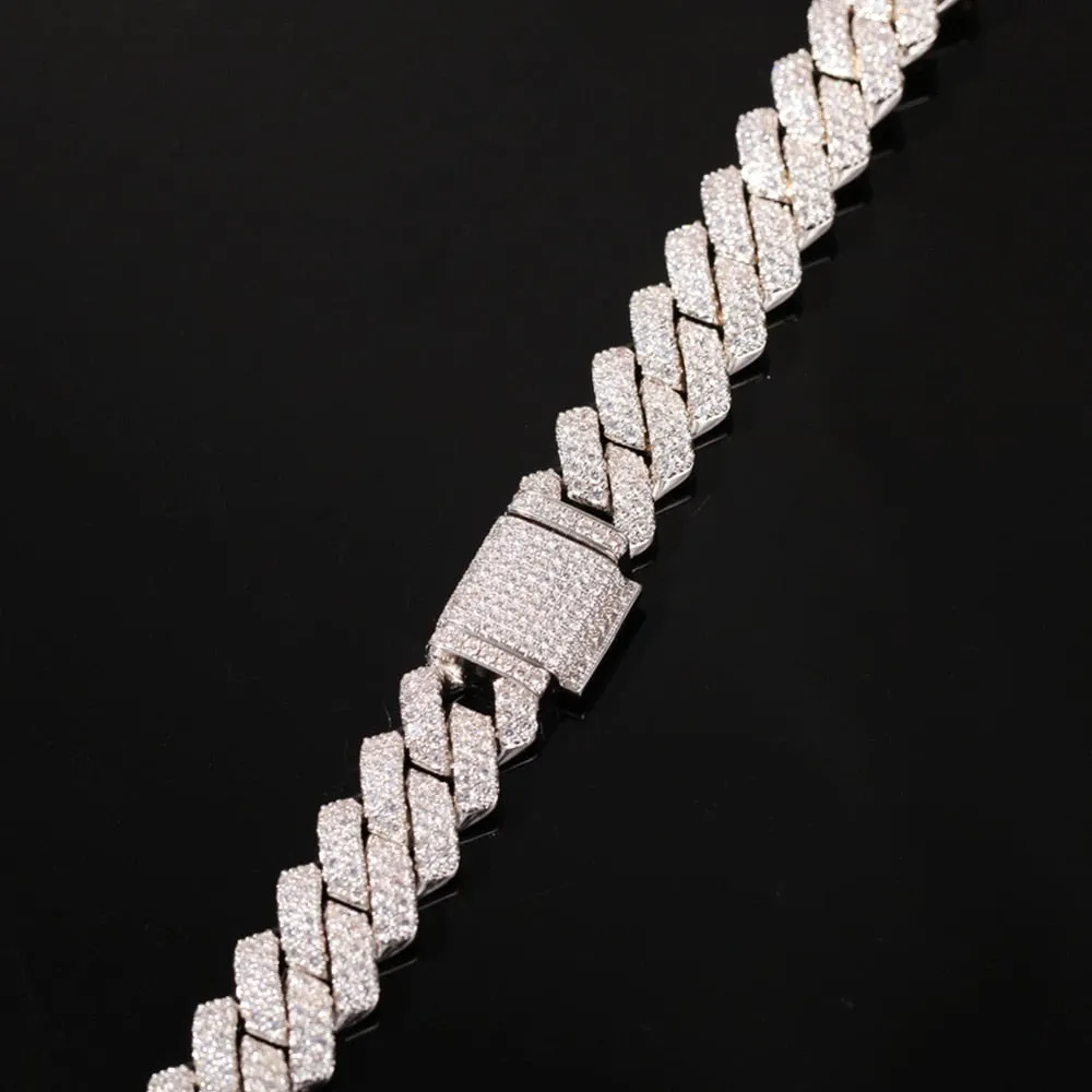 13mm  Zircon Miami Cuban Link Necklace Gold Silver Plated Luxury