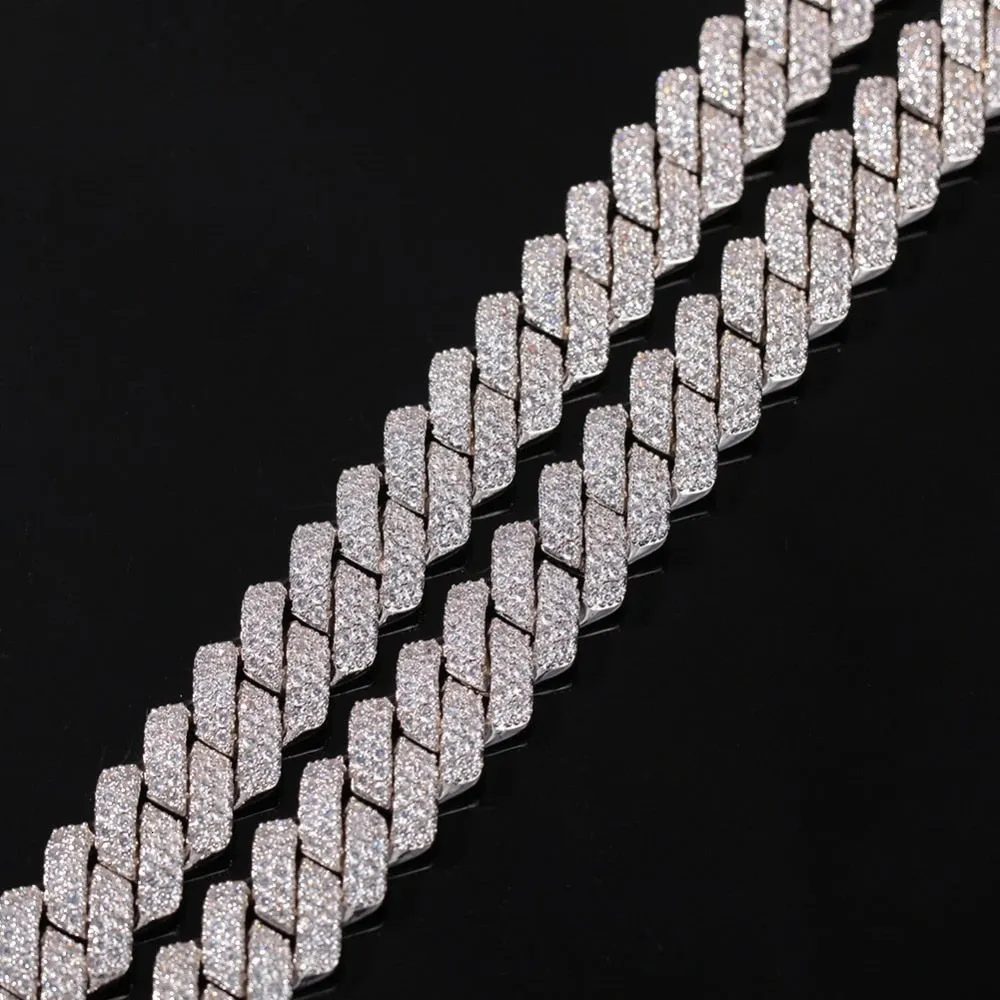 13mm  Zircon Miami Cuban Link Necklace Gold Silver Plated Luxury