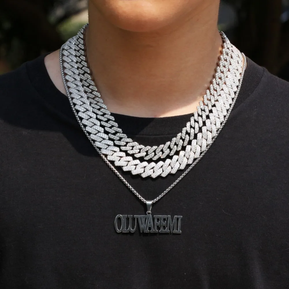 13mm  Zircon Miami Cuban Link Necklace Gold Silver Plated Luxury