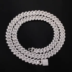13mm  Zircon Miami Cuban Link Necklace Gold Silver Plated Luxury