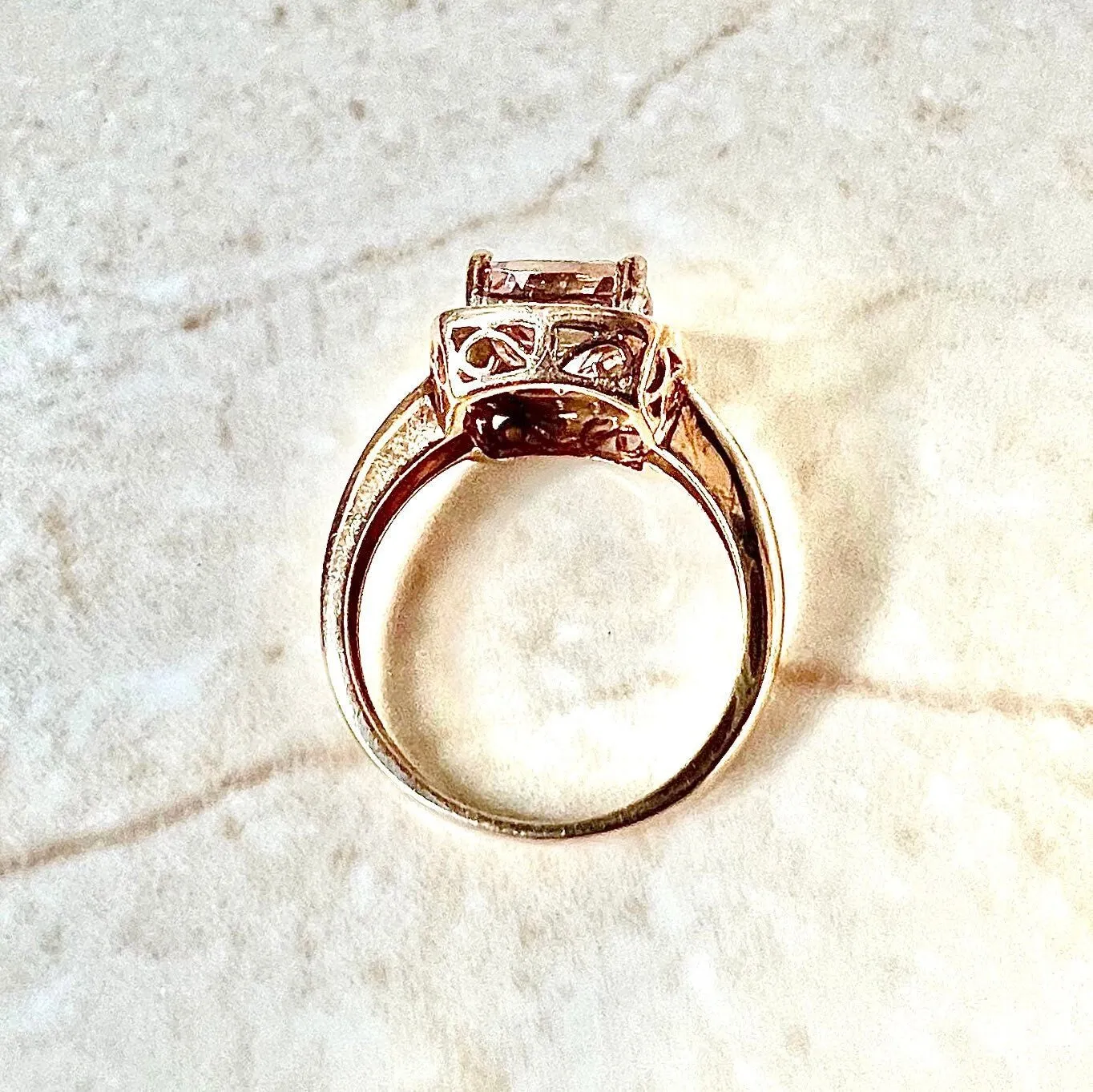14 Karat Rose Gold 3 Carats Morganite Halo Ring