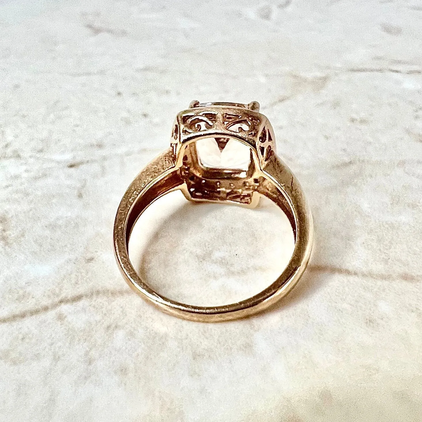 14 Karat Rose Gold 3 Carats Morganite Halo Ring