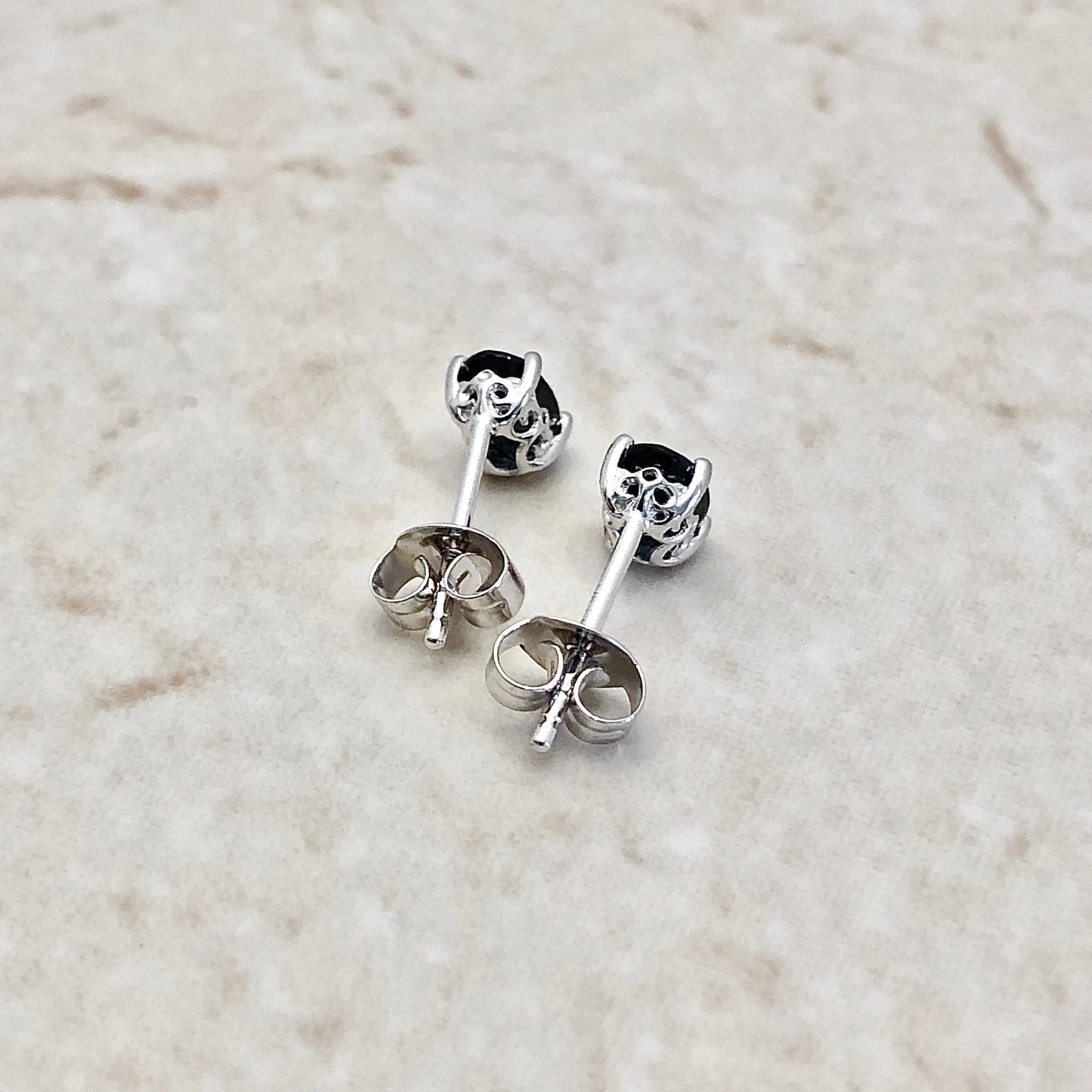 14 Karat White Gold September Birthstone Oval Blue Sapphire Stud Earrings