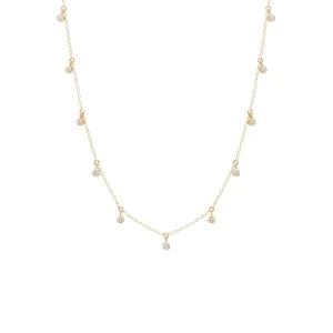 14k 11 Dangling Diamond Choker Necklace