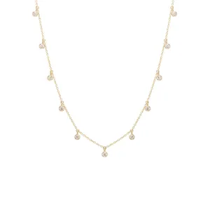 14k 11 Large Dangling Diamond Bezel Choker Necklace - SALE