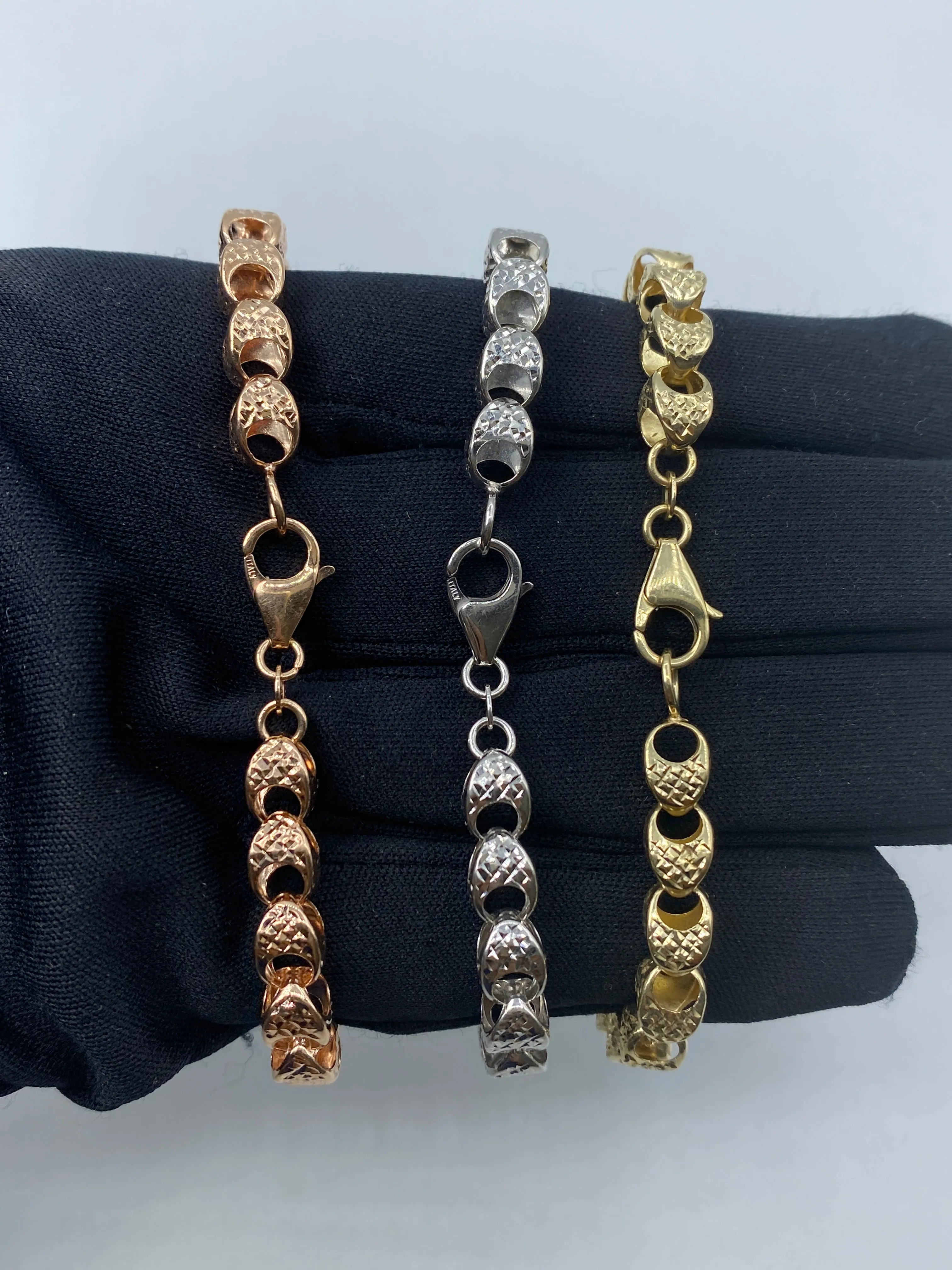 14K 6MM Round Link Bracelet 7.5"
