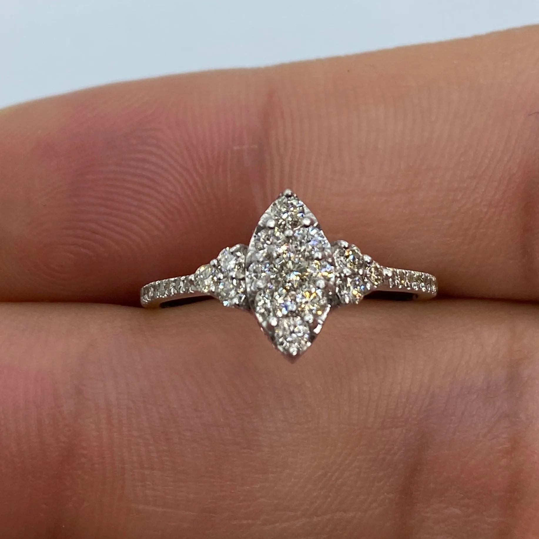 14K Crystal Diamond Engagement Ring